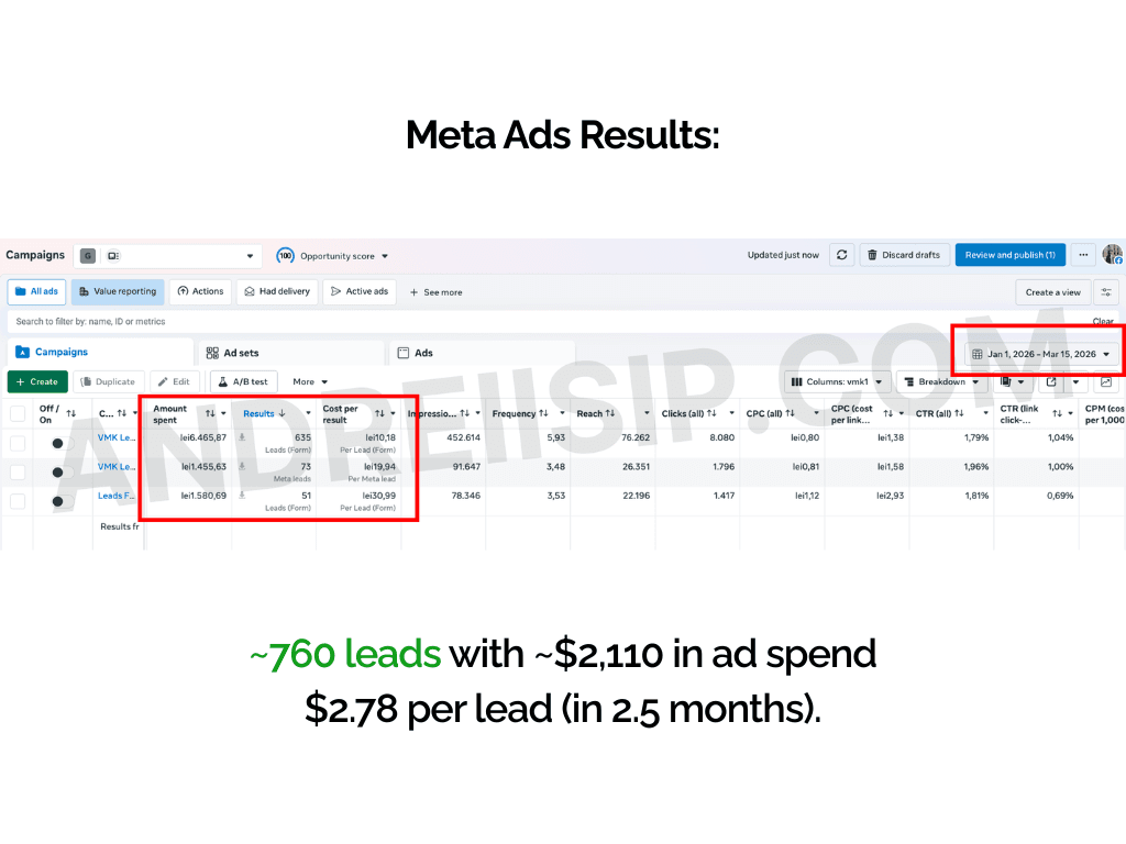 Meta Ads client campaign result 1