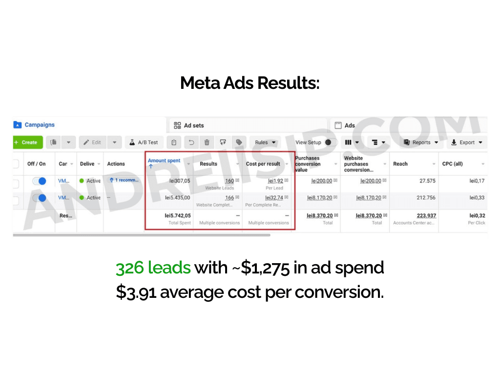 Meta Ads client campaign result 6