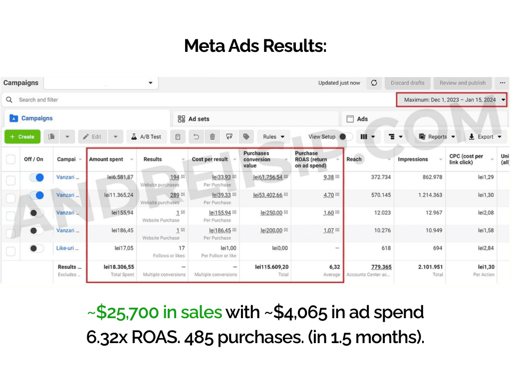 Meta Ads client campaign result 8